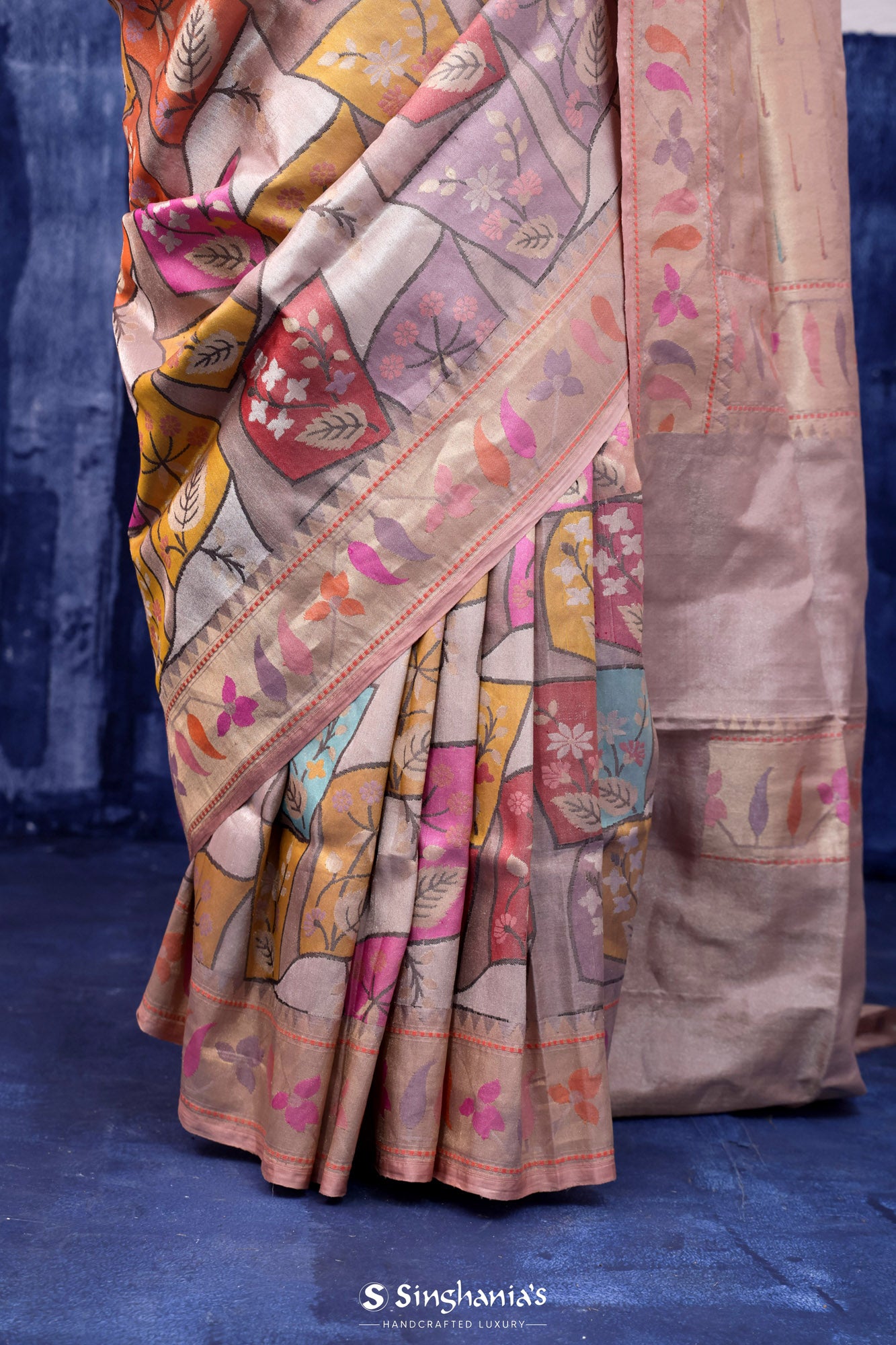 Sovereign Purple Banarasi Silk Saree With Floral Weaving