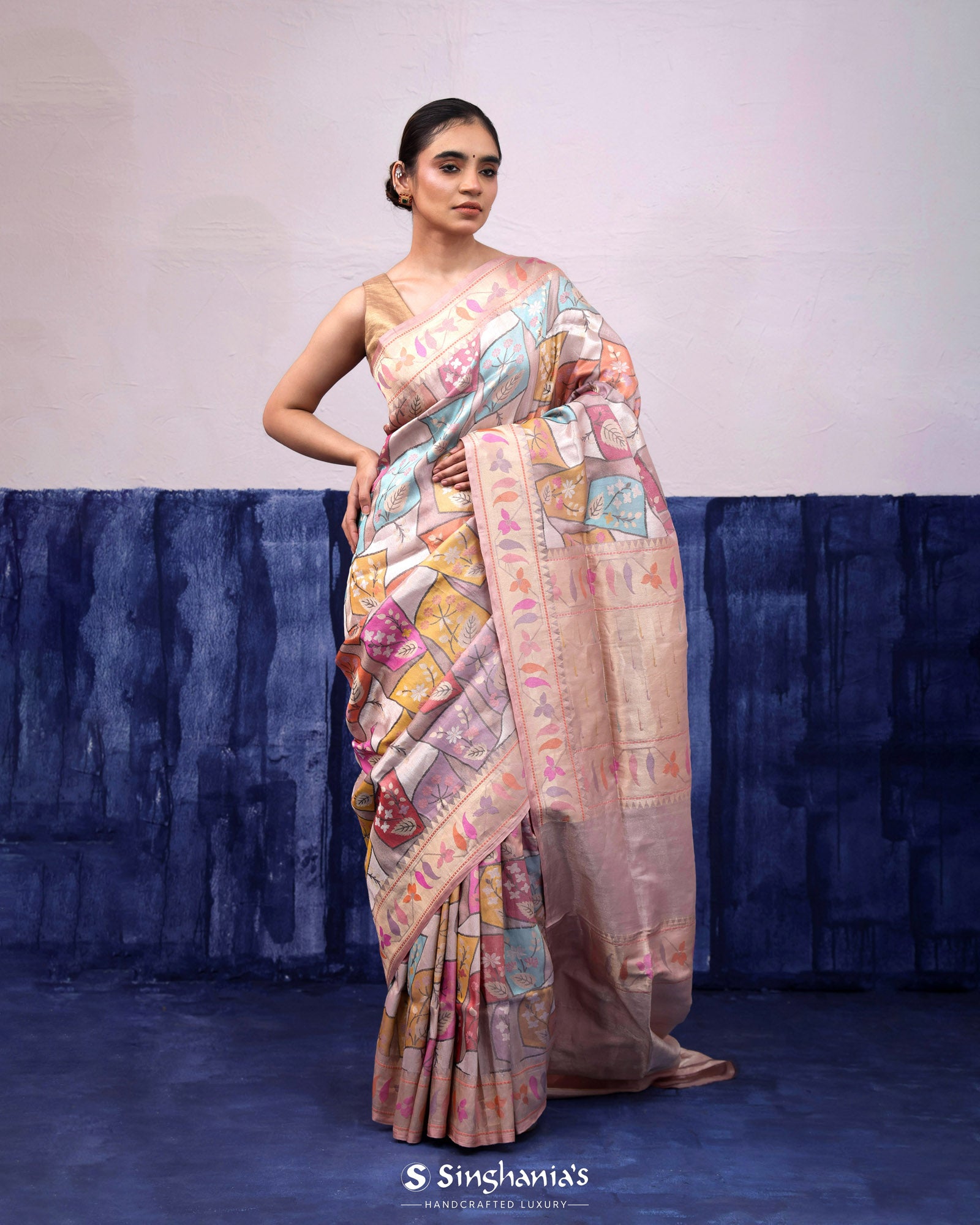 Sovereign Purple Banarasi Silk Saree With Floral Weaving