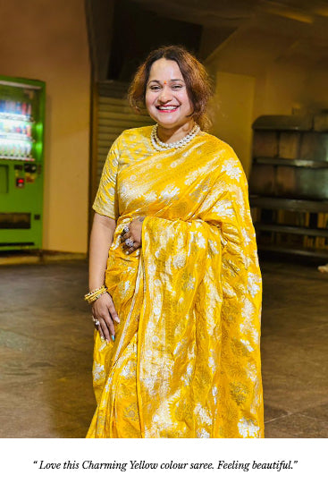 Singhania's Customer Testimoniol - Charming Yellow Colour Saree