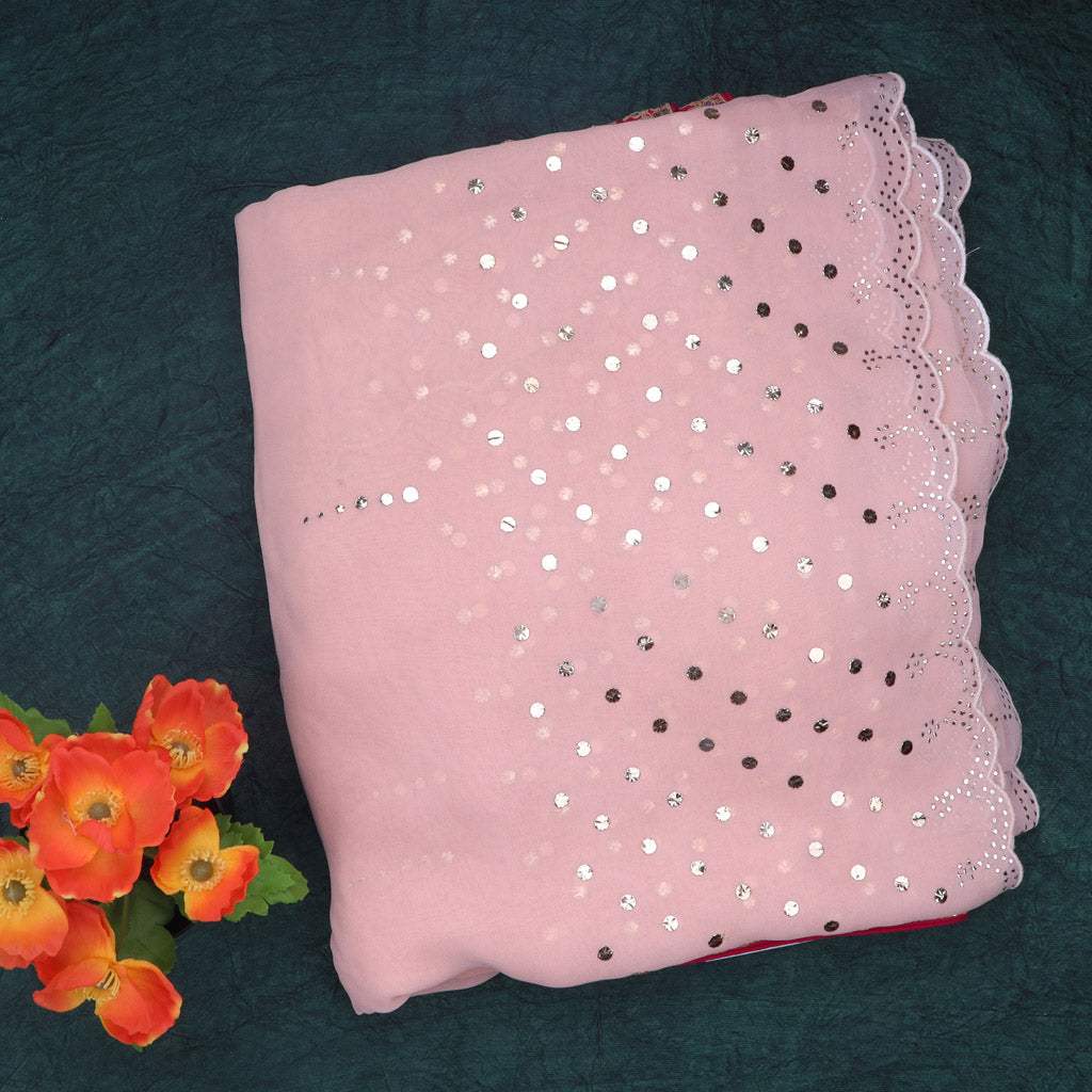 pink work saree