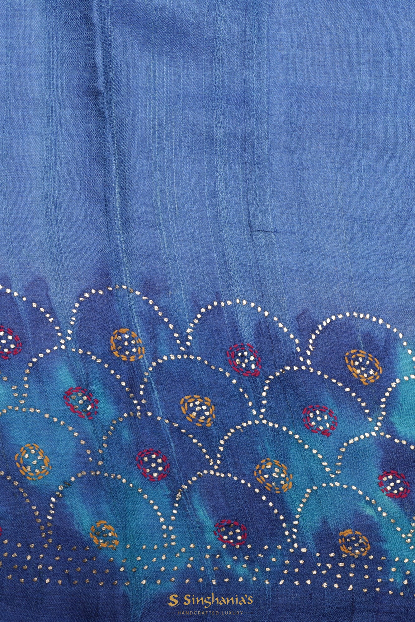 Blue Multicolour Tussar Printed Saree