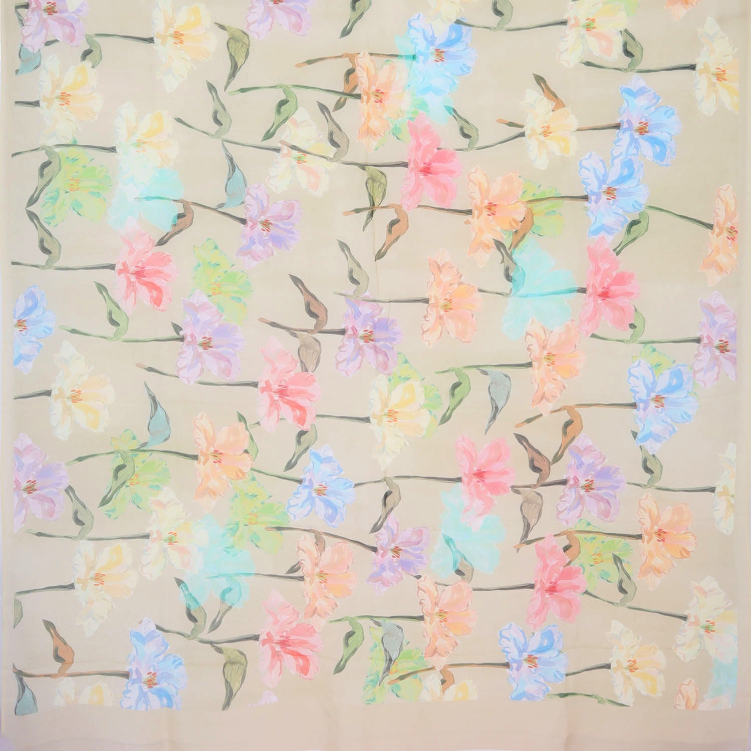 Khaki Beige Georgette Saree With Floral Printed Motifs