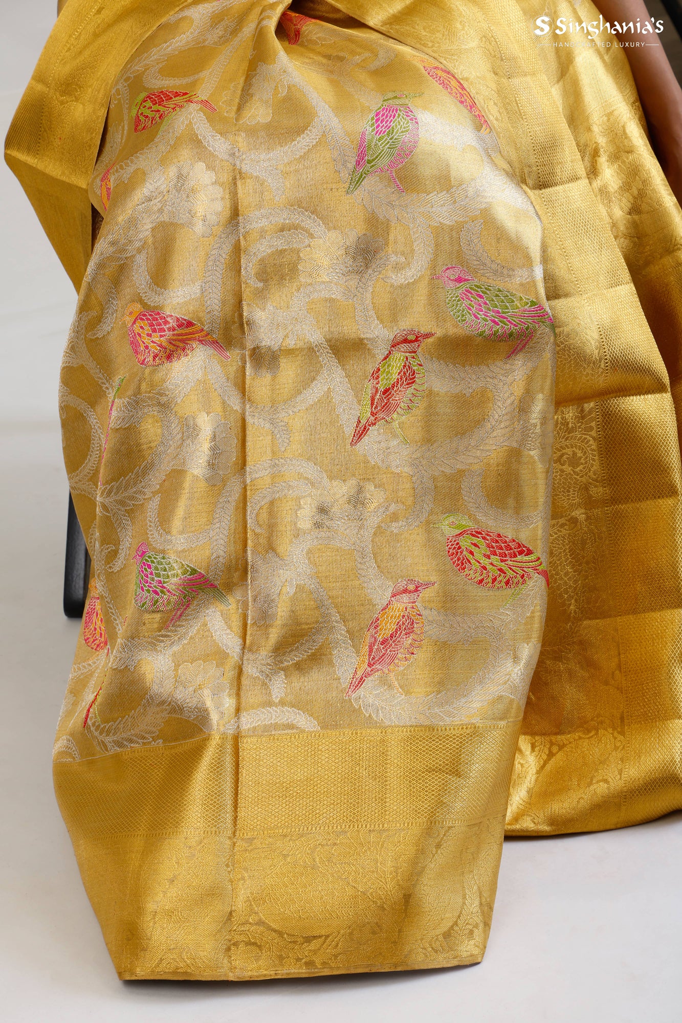 gold color silk saree