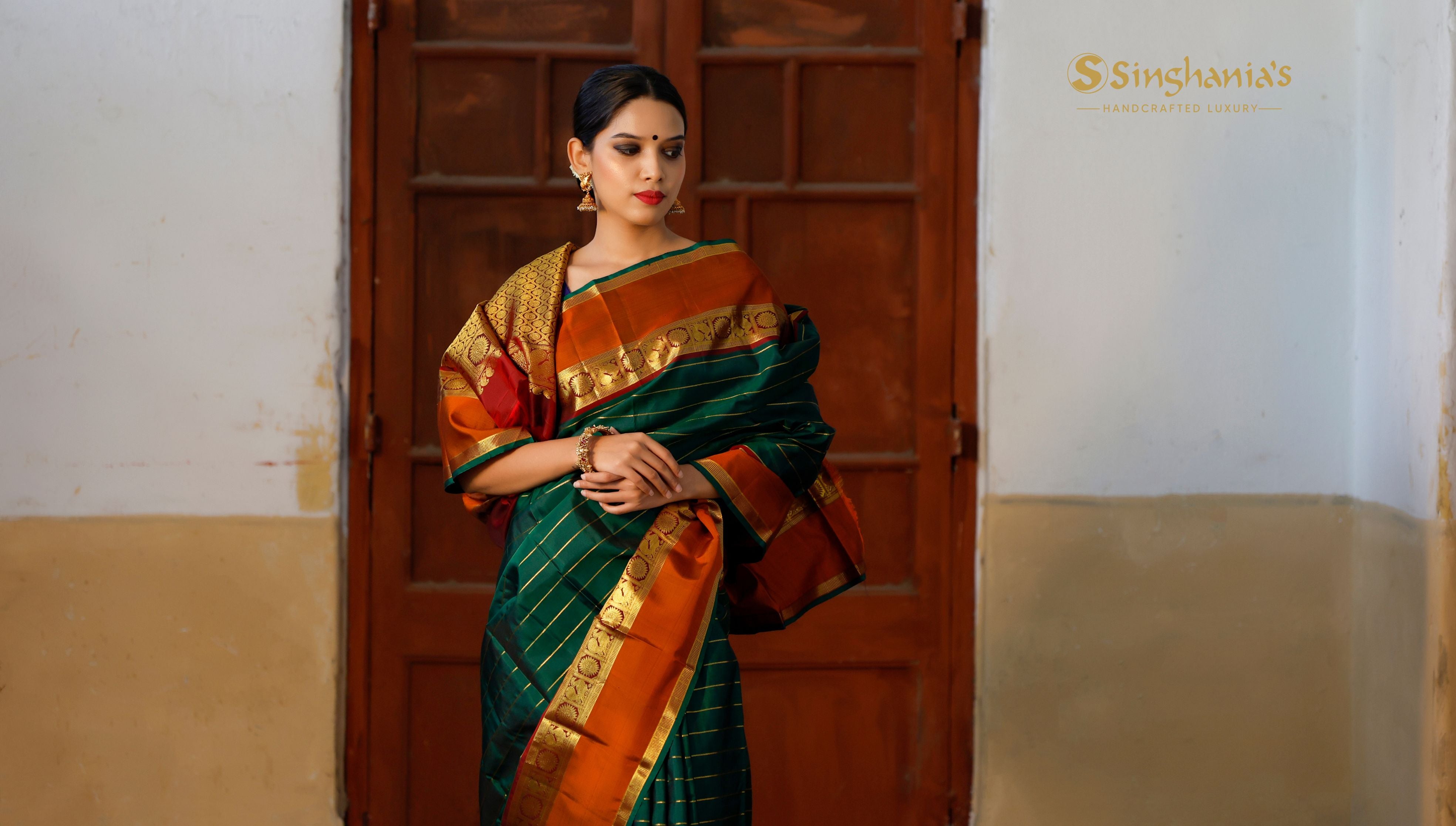 Green Saree Styling: Master the Elegant Look with Bottle Green Silk