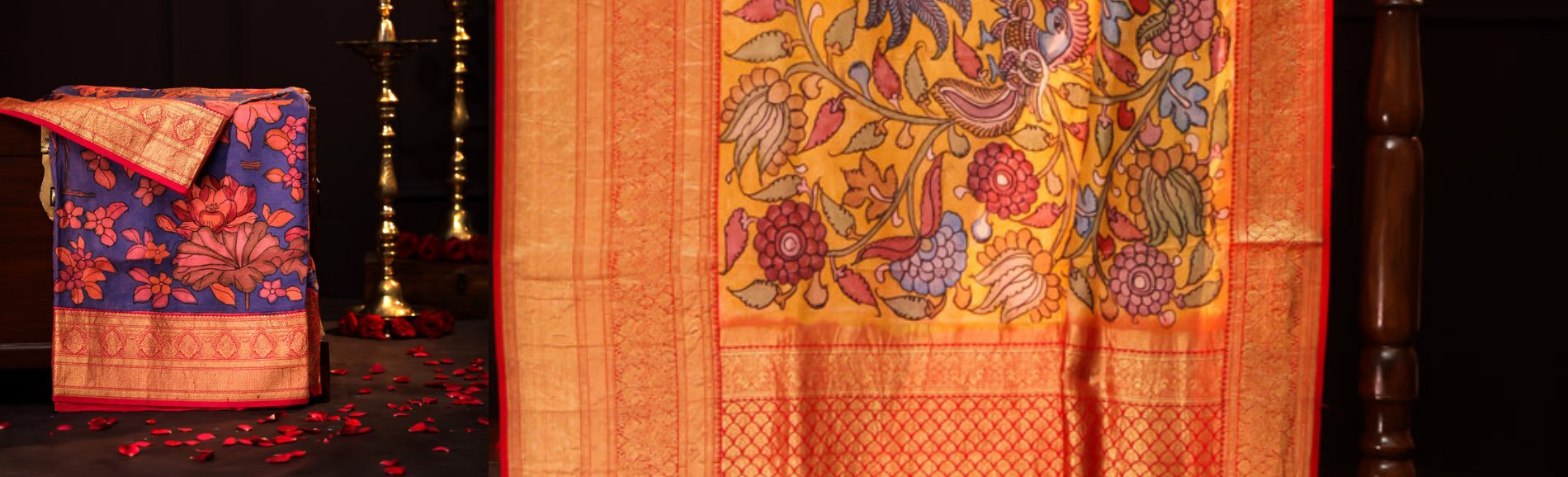 Kalamkari Kanjivaram Silk Sarees