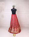 Crimson Red Unstitched Lehenga With Floral Zari Weaving