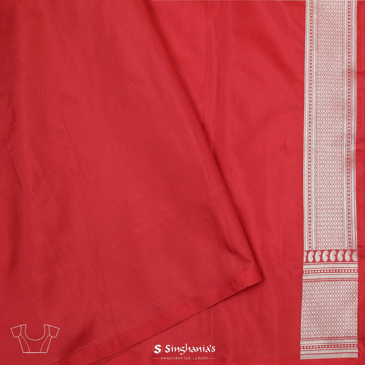 Imperial Red Banarasi Silk Saree With Floral Buttis Pattern