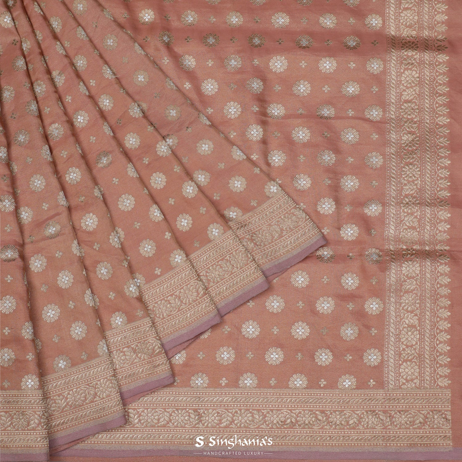 Pale Cream Purple Tissue Saree With Banarasi Weaving