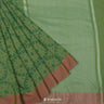 Sage Green Printed Cotton Saree With Bandhini Pattern