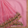 Flamingo Pink Kota Silk Saree With Bird Pattern With Thread Embroidery