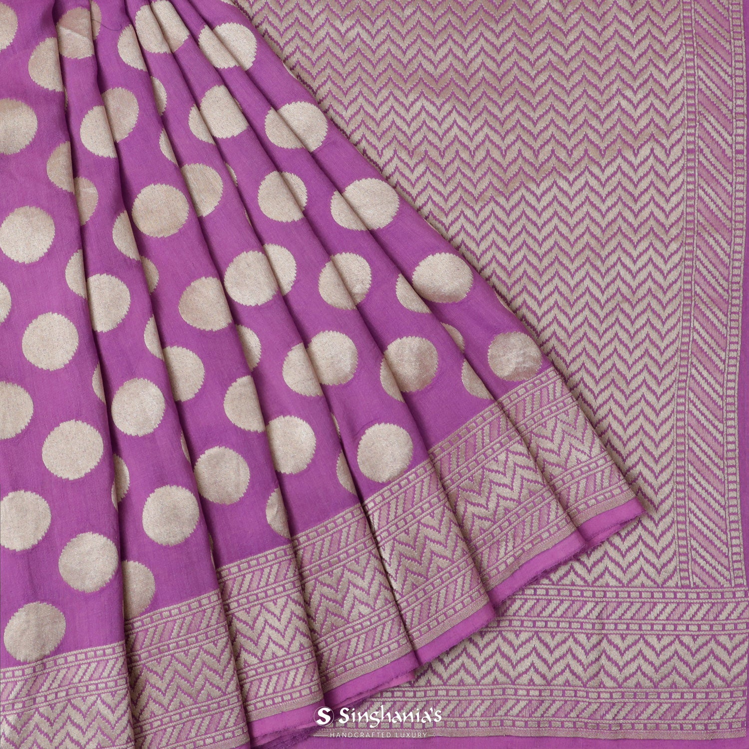 Heliotrope Purple Moonga Saree With Banarasi Weaving