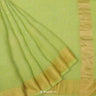 Arctic Lime Green Linen Saree With Zari Embroidery