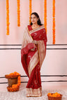 Ruby Pink Banarasi Silk Saree With Meenakari Butta