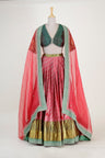 Desire Red-Green Silk Lehenga Set With Zari Weaving