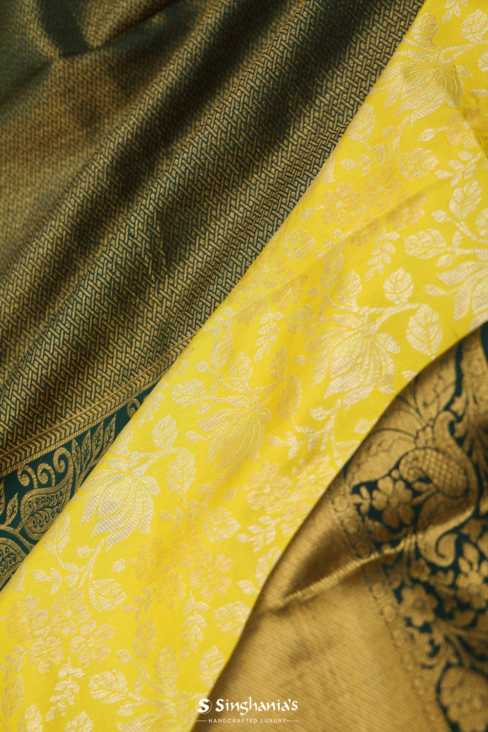 Lemon Yellow Heritage Kanjivaram Silk Saree