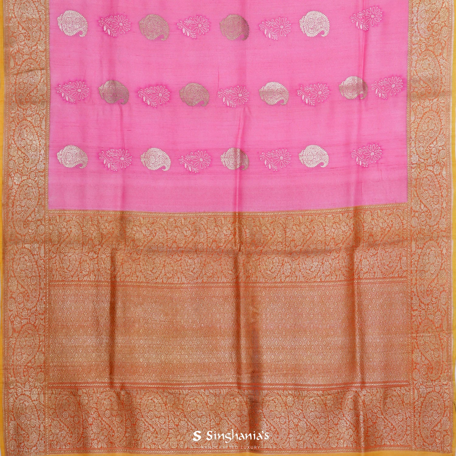 Light Hot Pink Banarasi Saree With Chikakari Embroidery