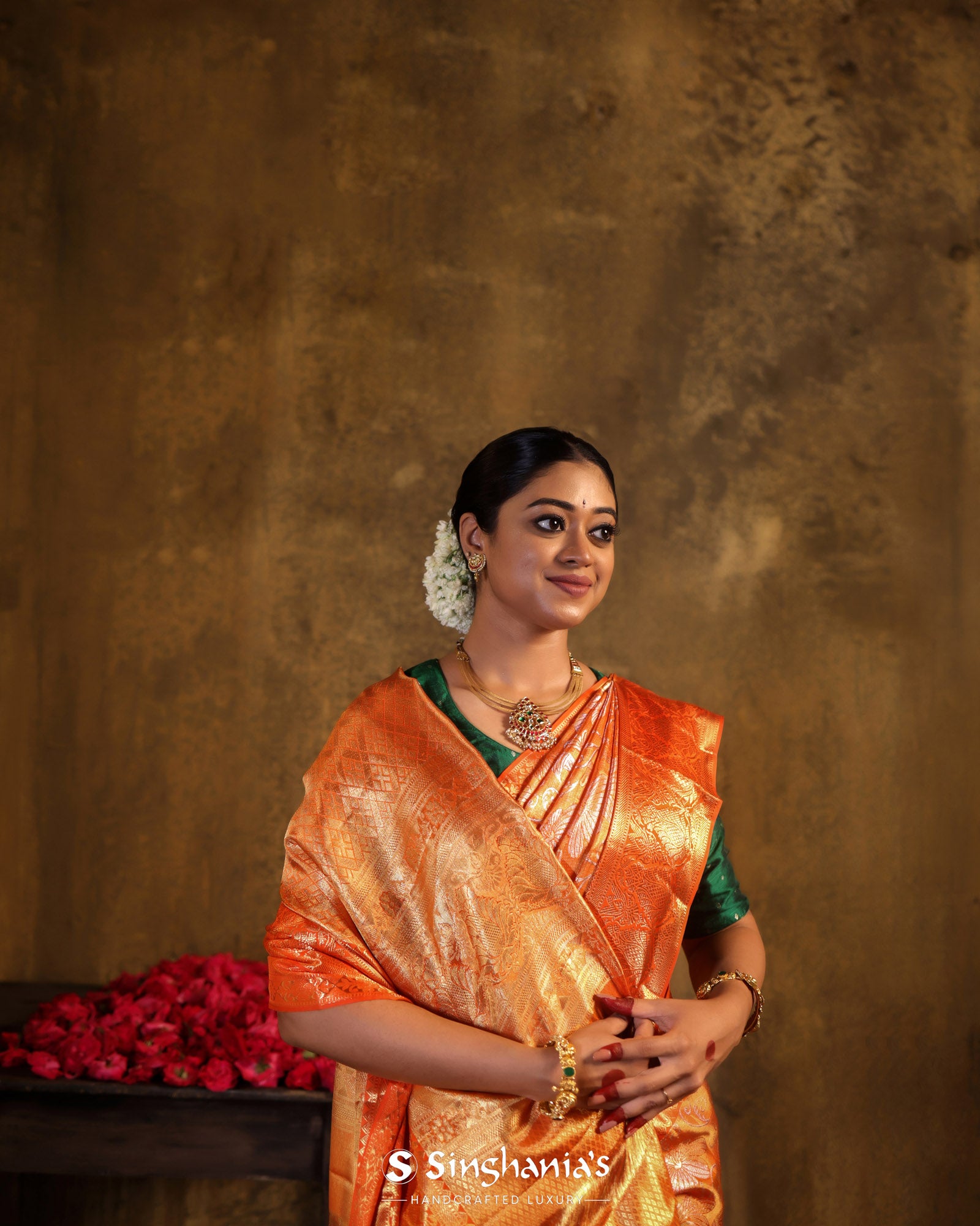 silk saree orange colour