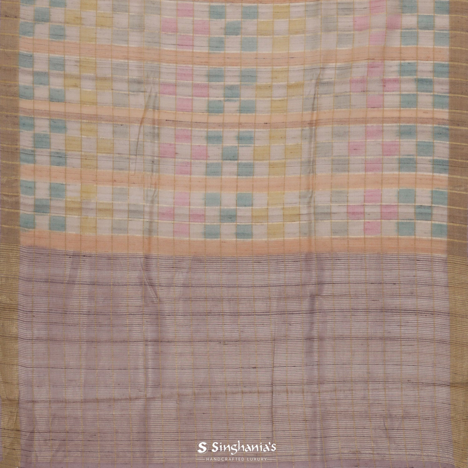 Almond Brown Tussar Saree With Banarasi Weaving