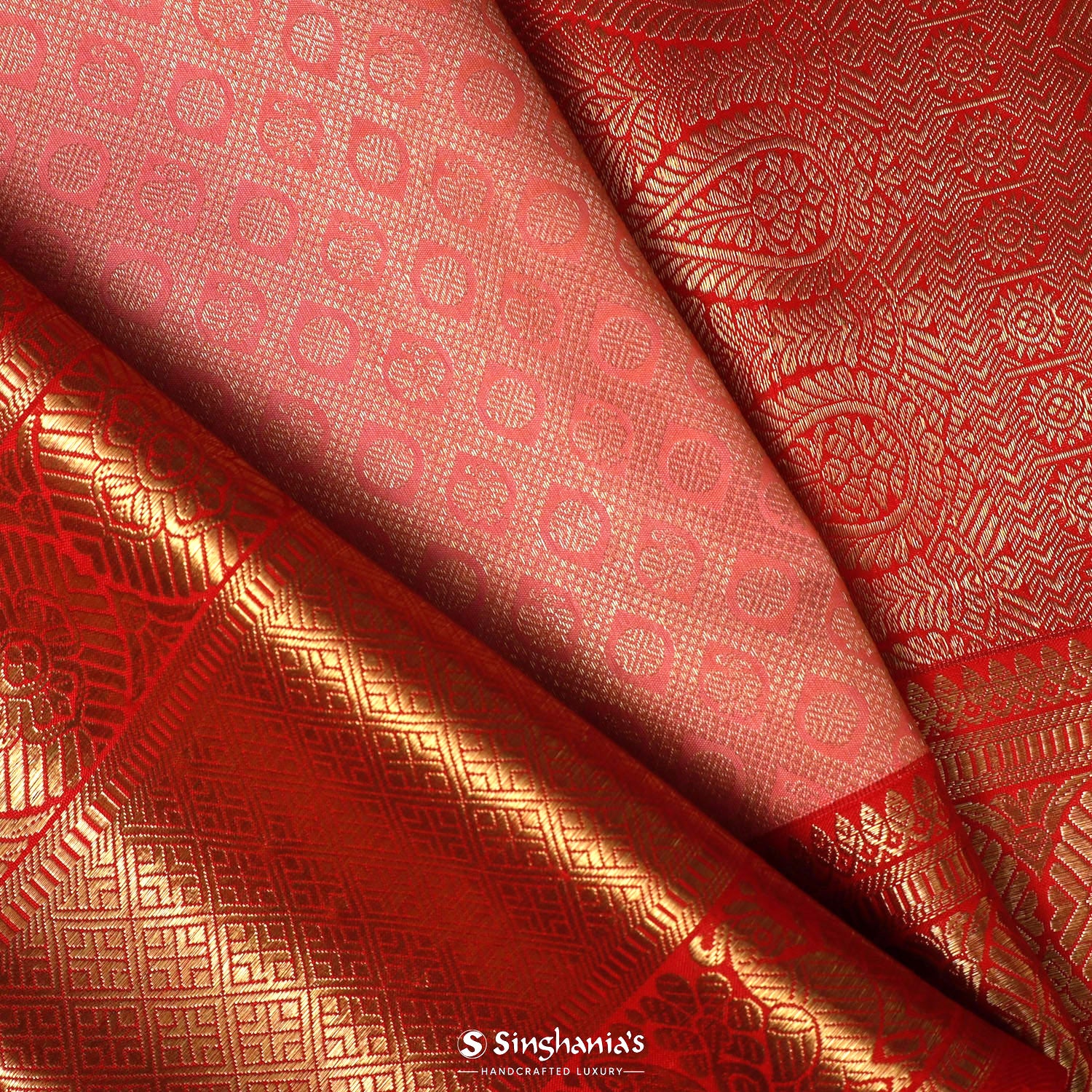 Baby Pink Kanjivaram Saree With Floral Jaal Pattern