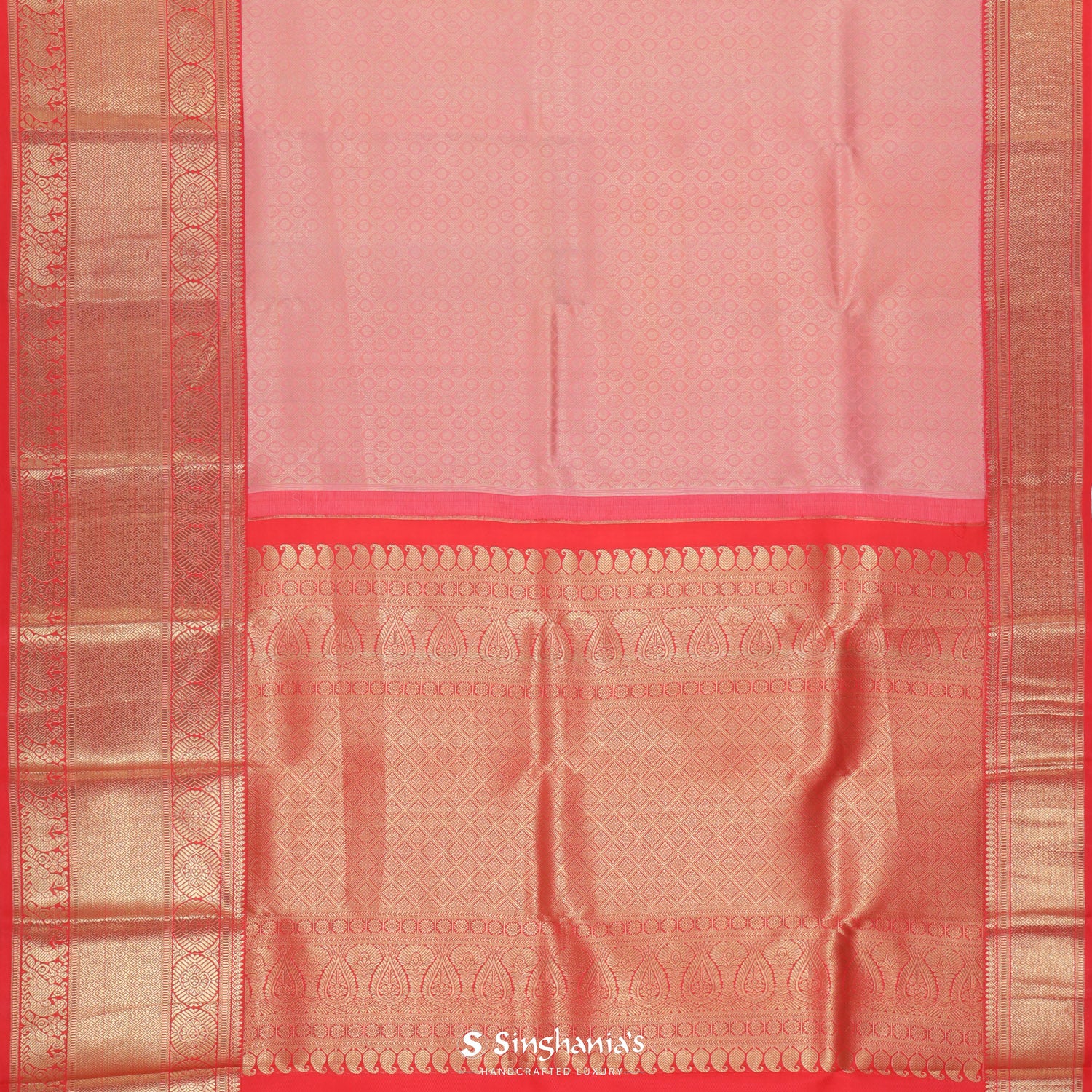 Baby Pink Kanjivaram Saree With Floral Jaal Pattern