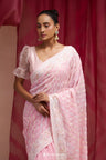 Blossom Pink Georgette Designer Saree With Lucknowi Embroidery