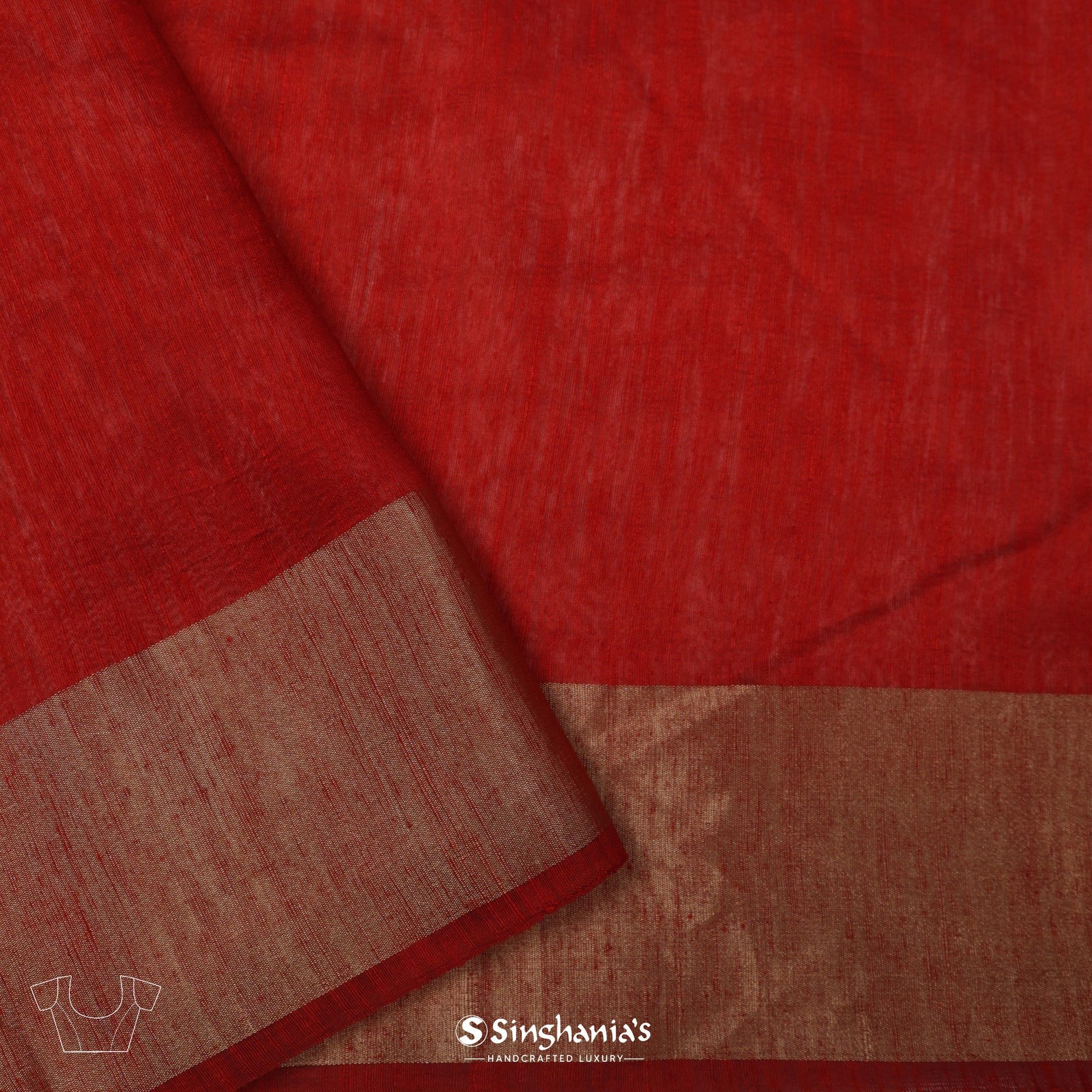 Alizarin Crimson Red Banarasi Saree With Floral Weaving