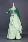 Green Multicolour Silk Lehenga Set With Zari Weaving