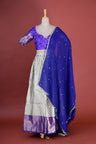 Deep Blue-Grey Silk Lehenga Set With Zari Weaving