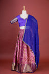 Fandango Purple-Blue Silk Lehenga Set With Zari Weaving