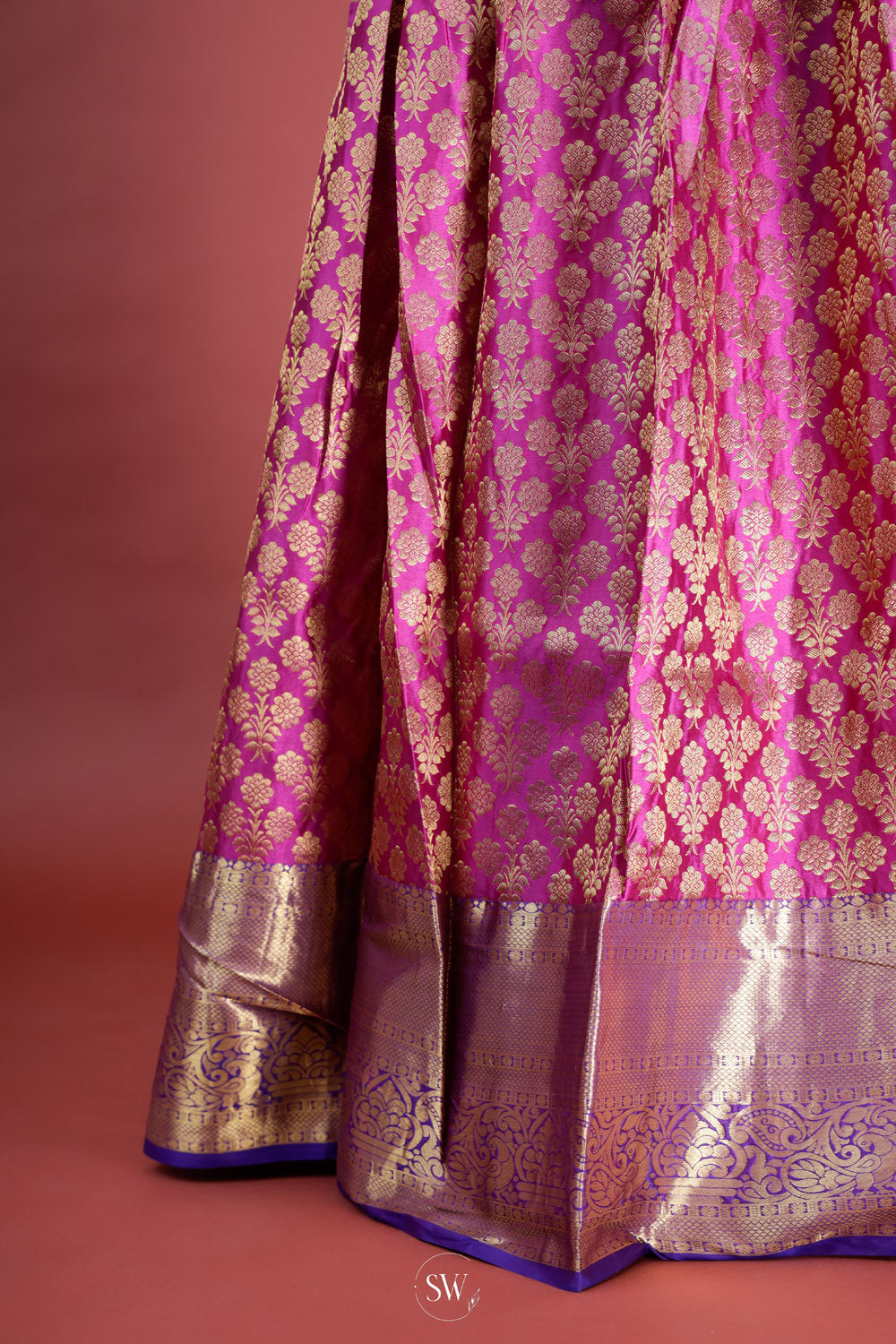 Fandango Purple-Blue Silk Lehenga Set With Zari Weaving