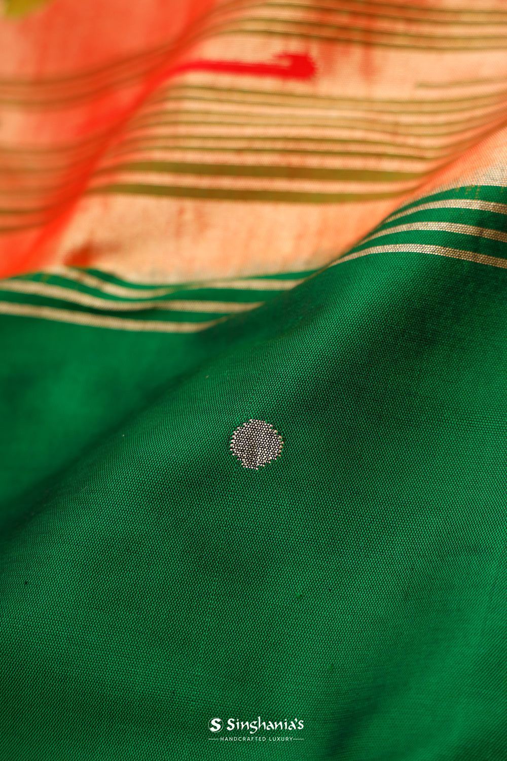 Cadmium Green Paithani Handloom Silk Saree