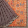Deep Taupe Brown Organza Saree Has Sequin Embroidery Border