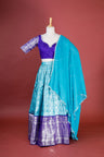 Electric Blue Silk Lehenga Set With Zari Weaving