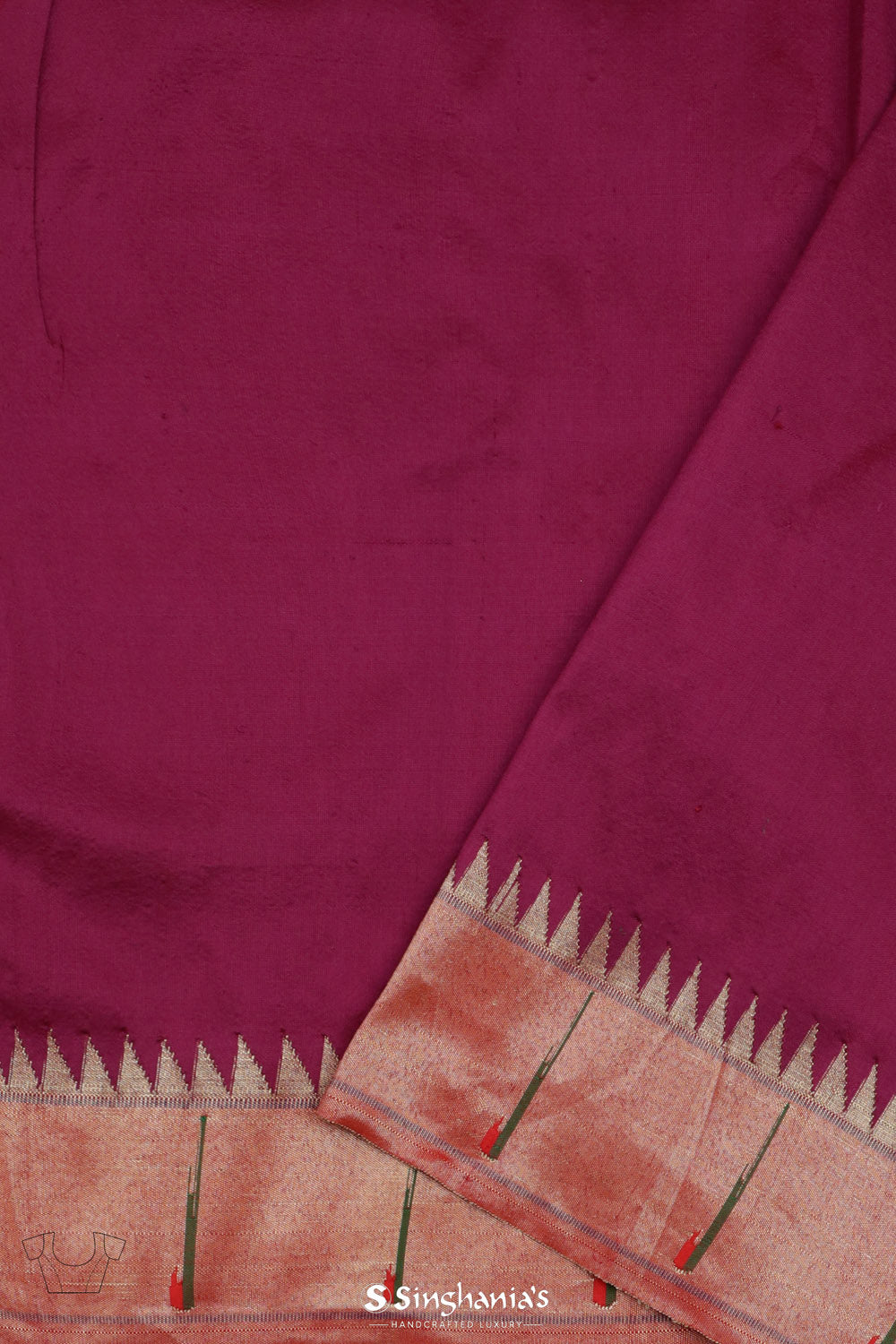 Maroon Pink Paithani Handloom Silk Saree