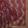 Burnt Umber Brown Georgette Saree With Printed Chevron Pattern