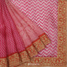 Chili Red Printed Organza Saree With Embroidery