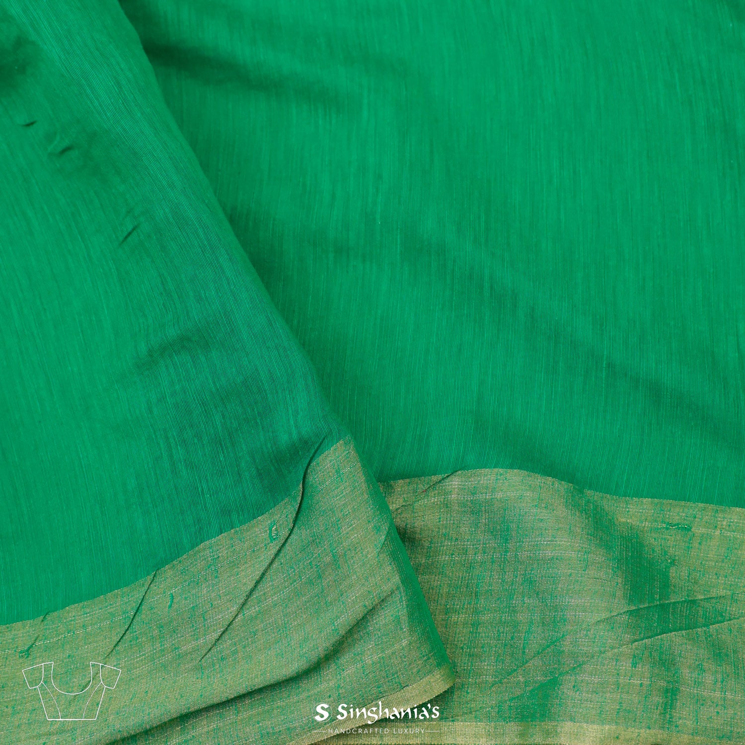 Jade Green Linen Saree With Floral Print