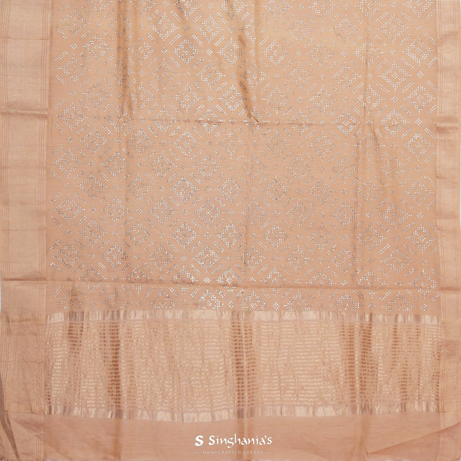 Birmingham Cream Linen Saree With Floral Foil Print