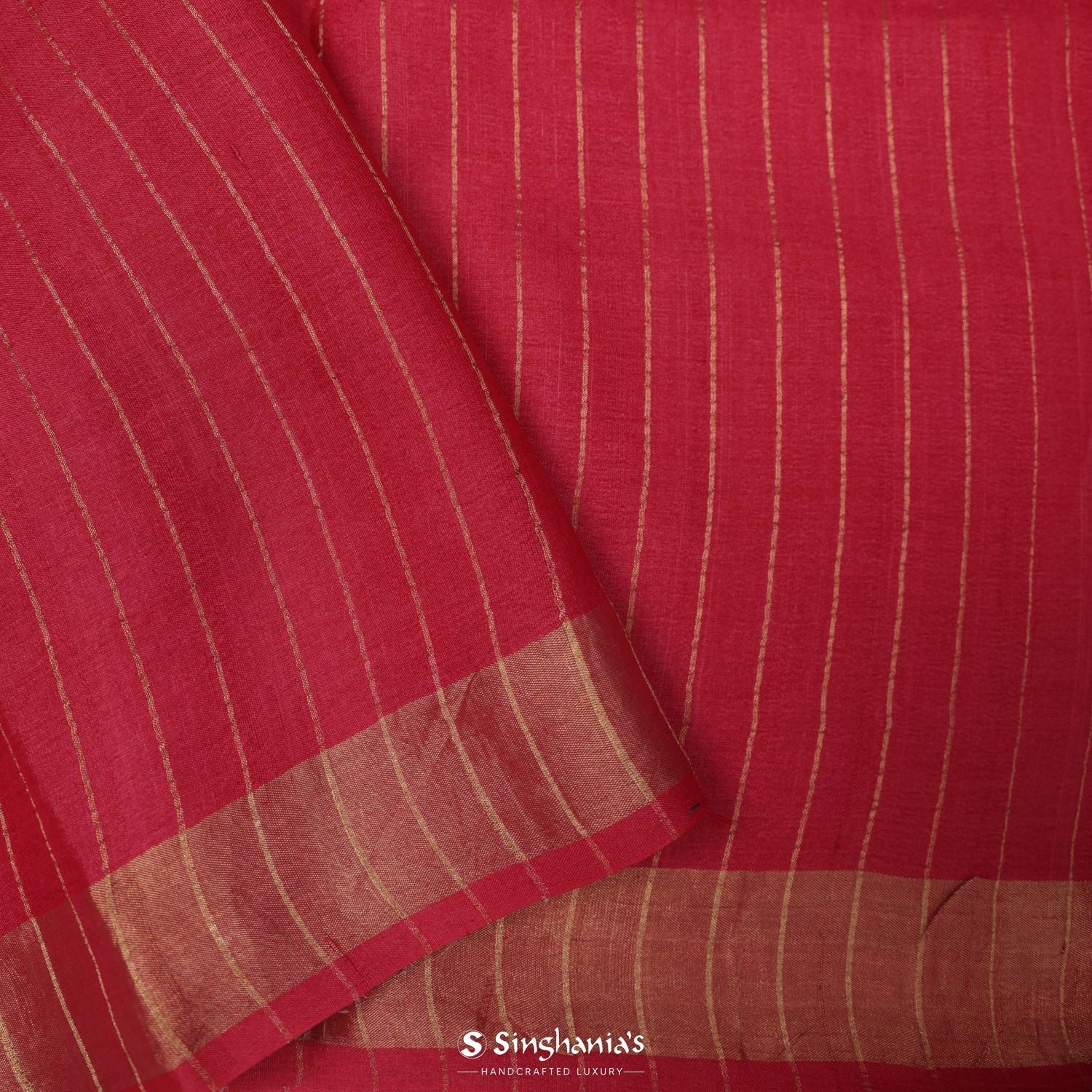 Alabama Crimson Red Tussar Silk Saree With Floral Buttis