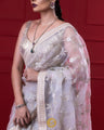 Spring White Organza Designer Saree With Hand Embroidery