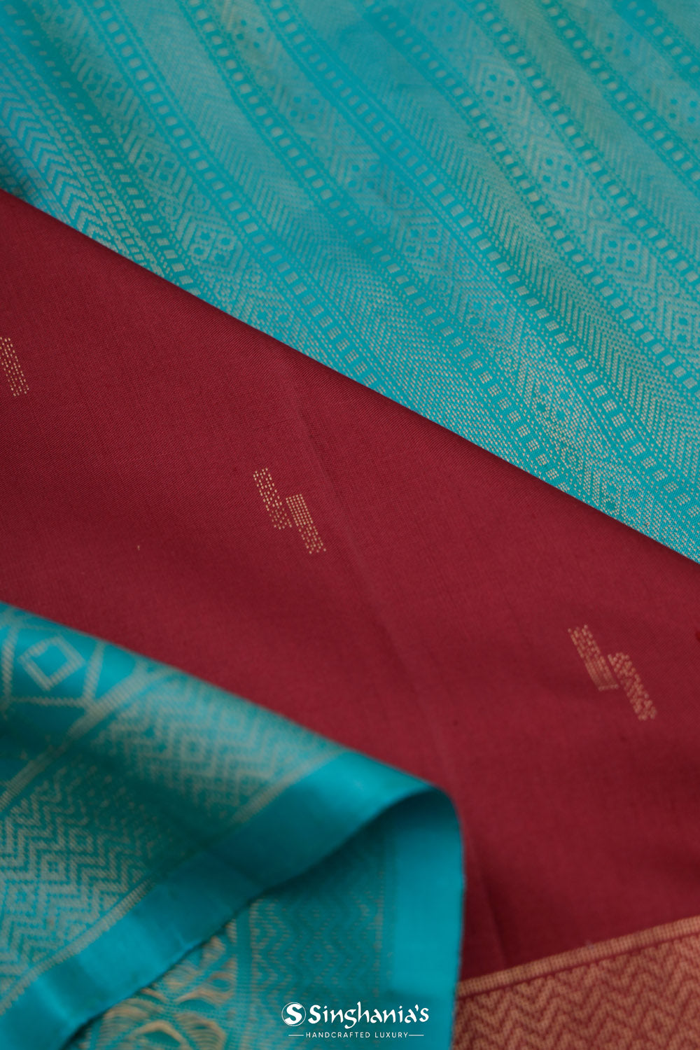 Burgundy Red Soft Silk Saree With Contrast Border