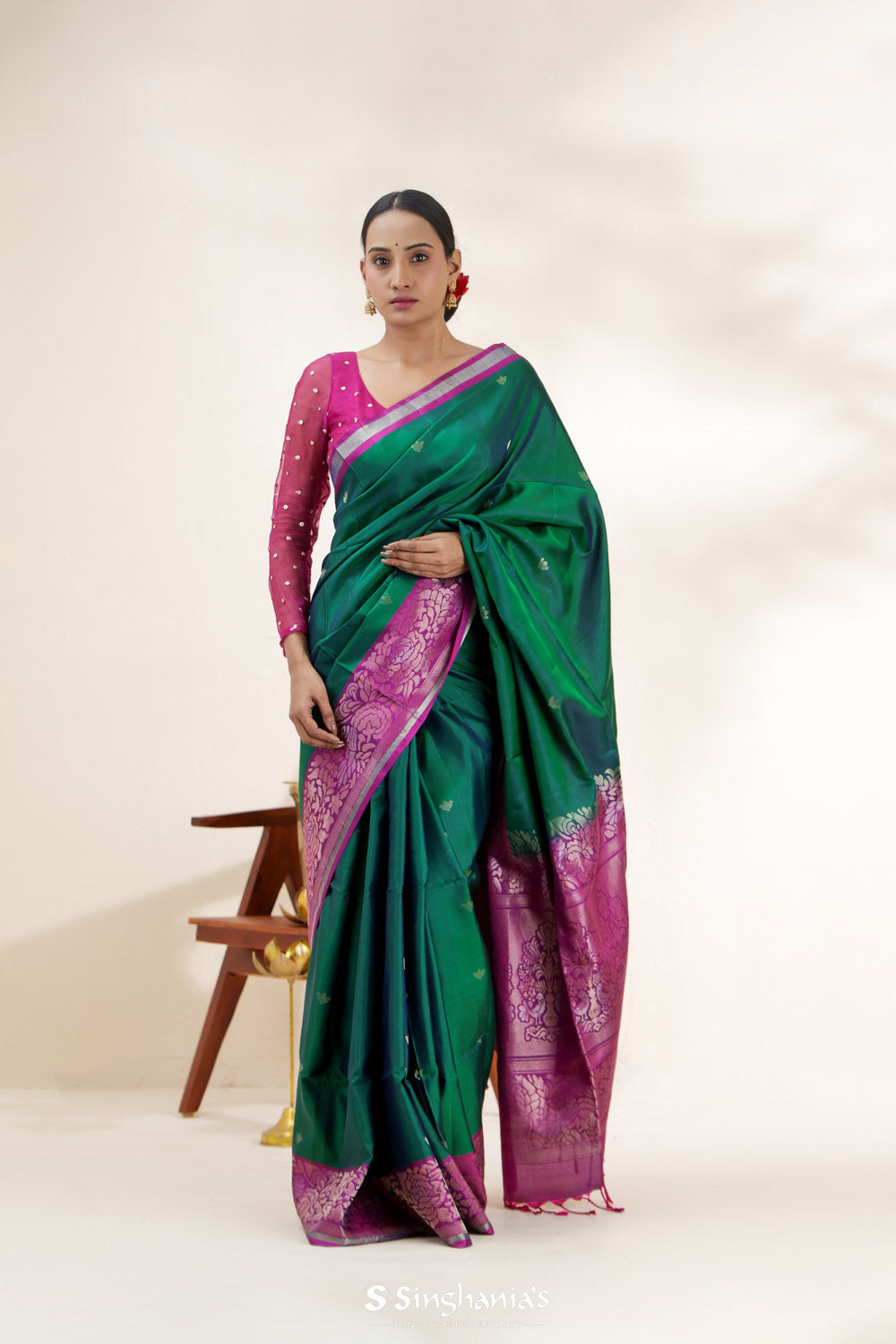 Bright Pink Soft Silk Saree