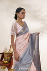 Oyster Pink Soft Silk Saree With Zari Weaving