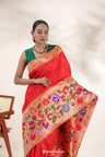 Imperial Red Paithani Handloom Silk Saree