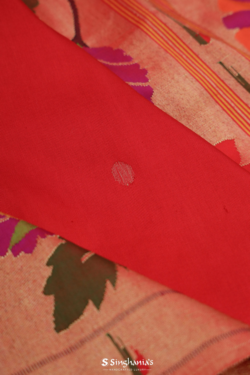 Imperial Red Paithani Handloom Silk Saree