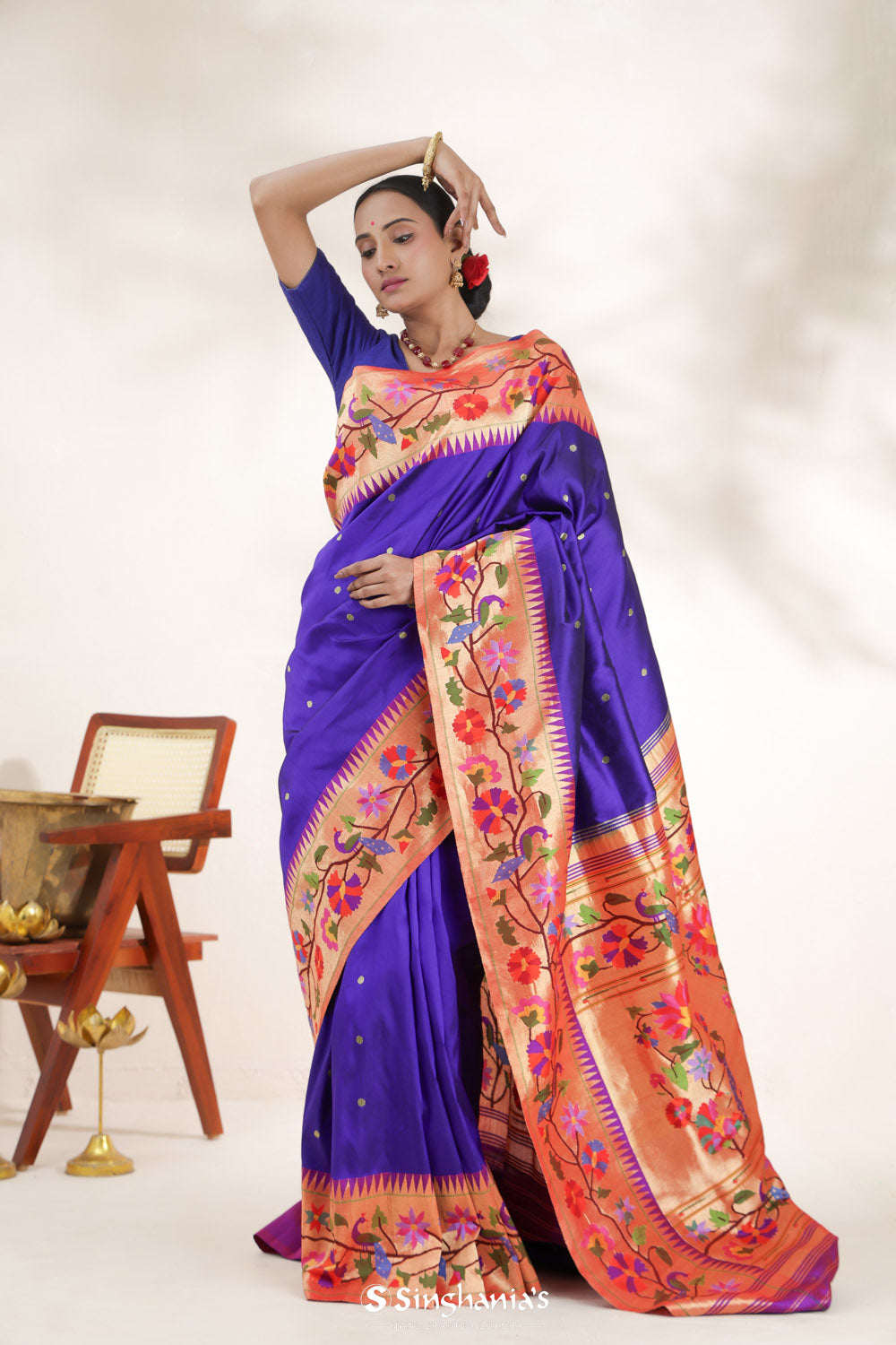 Royal Blue Paithani Handloom Silk Saree