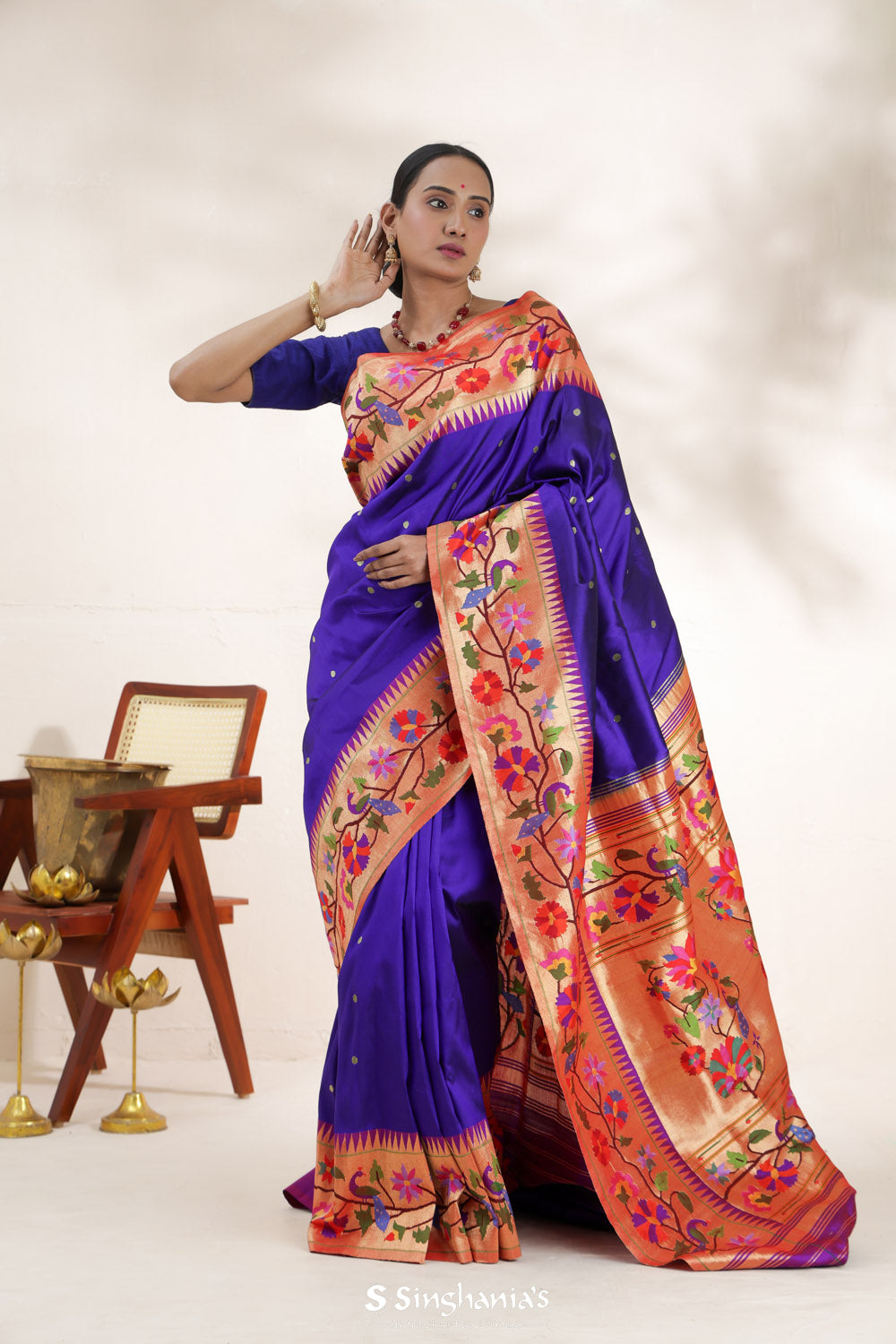 Royal Blue Paithani Handloom Silk Saree