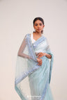 Beau Blue Organza Handcrafted Saree