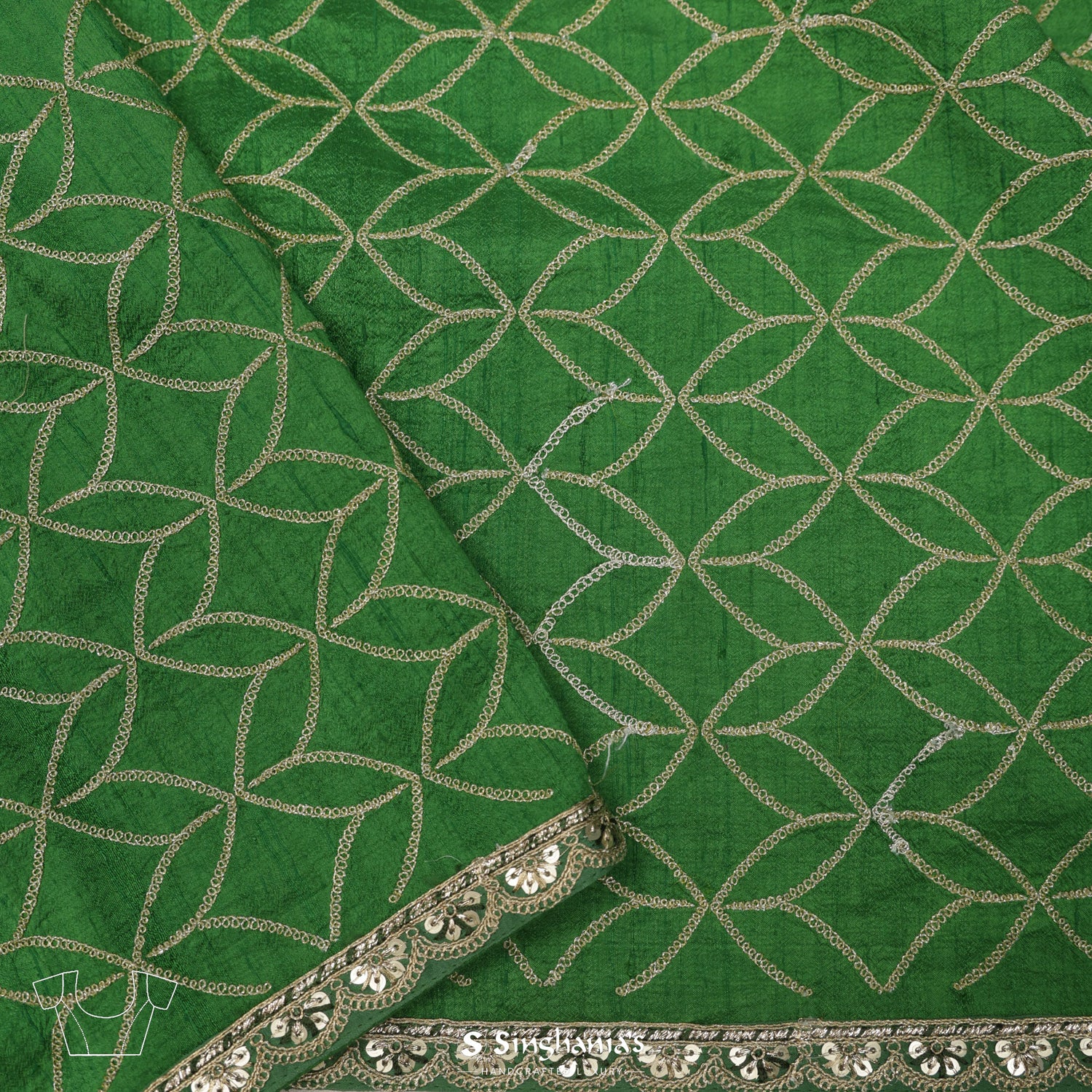 Amazon Green Printed Silk Saree With Bandhani Pattern