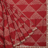 Persian Red Silk Saree With Bandhani Pattern & Embroidery Border